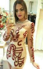 Beige & Red Embroidery Short Dress