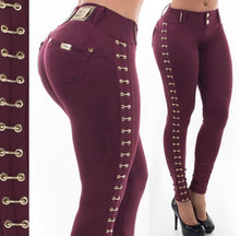 Brown Cigarette Cropped Pant With Laterals eyelets Pit Bull