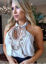 Embordered White Shoulder Strap