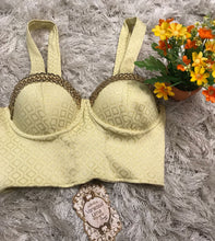Embroidered Beige Cropped