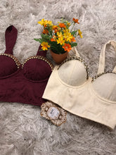 Embroidered Beige Cropped