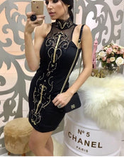 Embroidery Black Short Dress