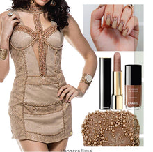 Nude Embroidery Short Dress