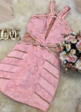 Pink Embroidery & Lace Short Dress
