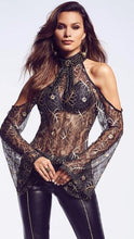 Three Pieces Set Black Pant & Top & Transparent Blouse