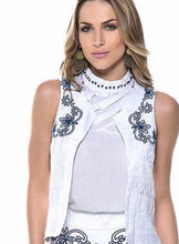 Three Pieces Set White Embrodery Skirt & Blouse & Vest