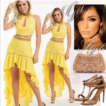 Two Pieces Set Yellow Wavy Skirt & Top
