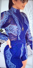 Two Tone Blue Lace  Short Jumpsuit