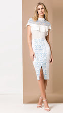 White & Blue Embroidery Long Dress